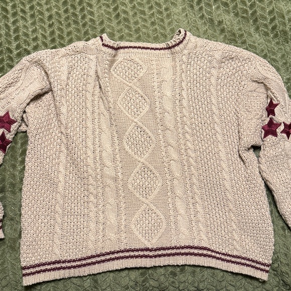 TAYLOR SWIFT Folklore HOLIDAY EDITION Cardigan Sweater med / lg Burgundy STARS - Picture 15 of 15